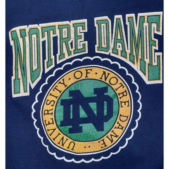 VINTAGE Notre Dame Champion Crew Neck Mens XL Navy Blue Classic College Popover - Picture 5 of 10